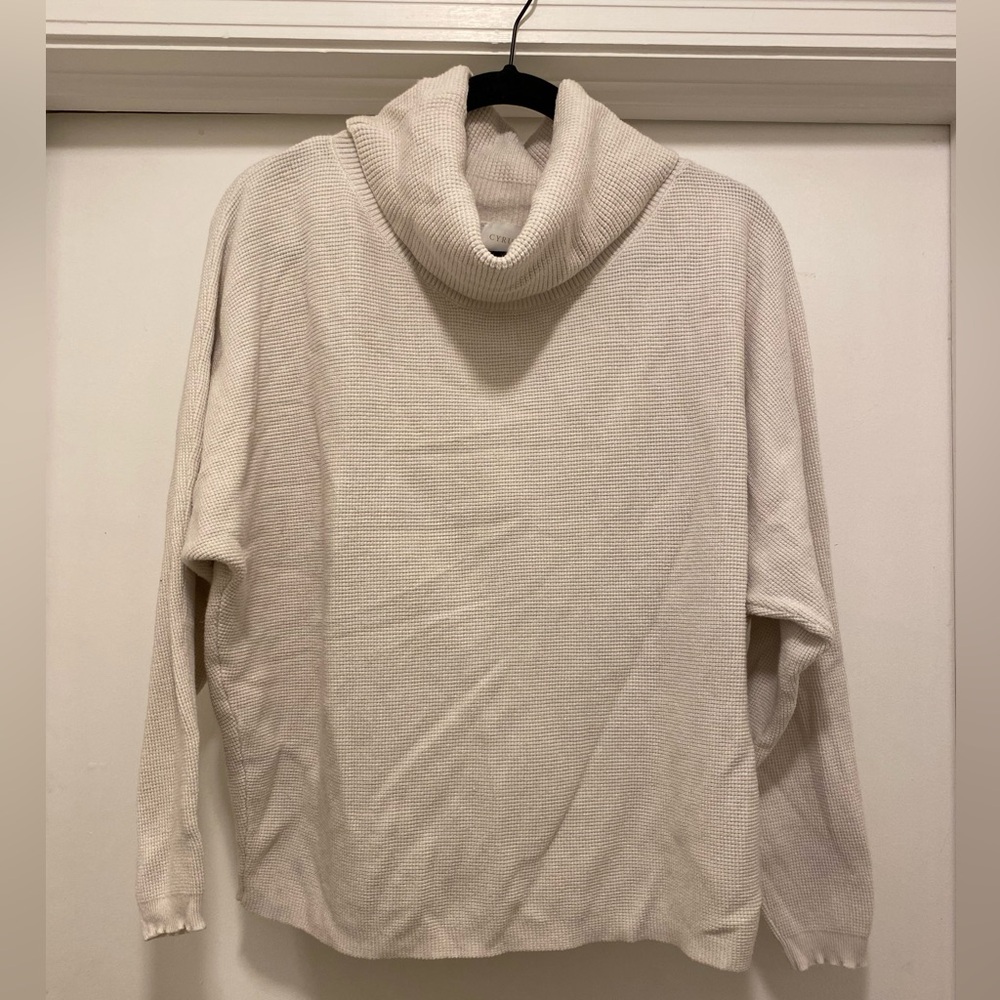 CYRUS Waffle Knit Long Sleeve Turtleneck Sweater Women’s size XL White